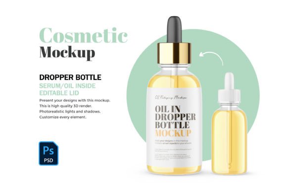 3D Glass Dropper Bottle - PSD Mockup: Elevate Your Brand Presentation