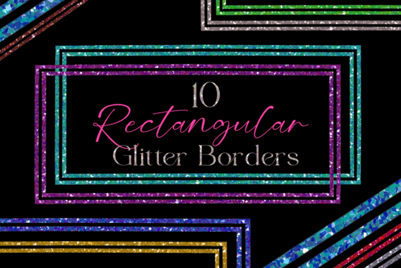 Girly Glitter Overlay Border PNG Frames for Designs