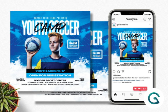 Score Big with a Professional Youth Soccer Camp Flyer