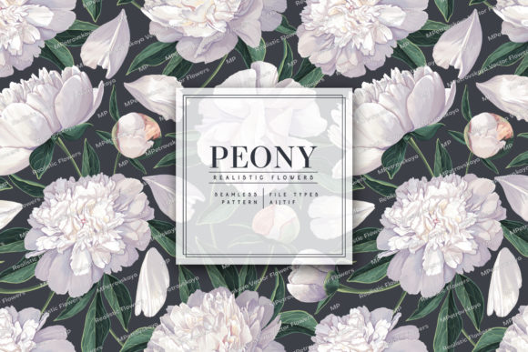 White Peonies Seamless: A Monochrome Floral for Modern Design